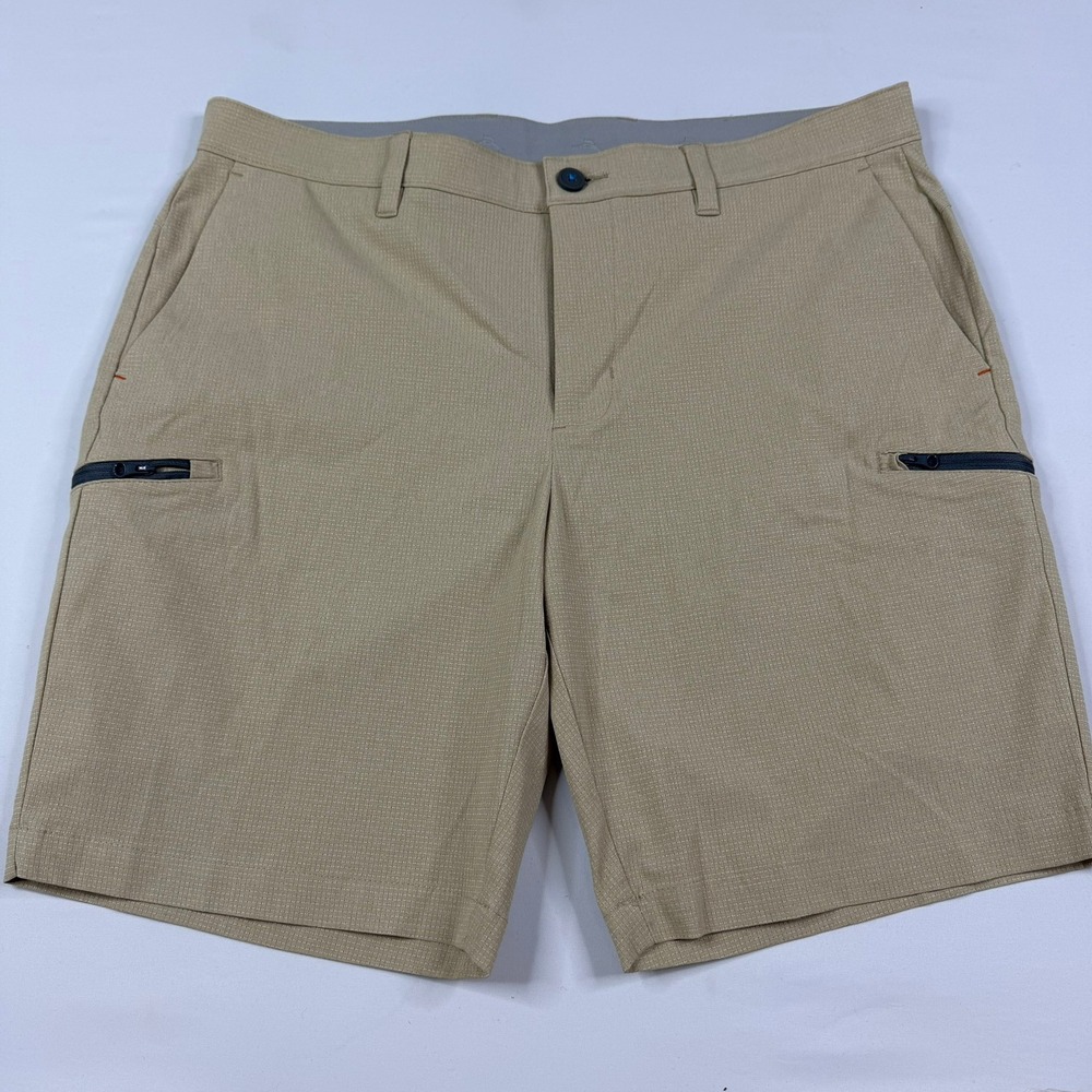 Tommy Bahama Bahama Coast Cargo 9 Shorts Mens 36 Tan Khaki Stretch Grid Tech